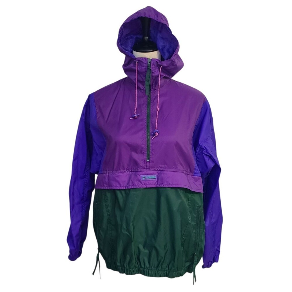 VTG COLUMBIA Sportswear Radial Sleeve WindBreaker Pullover Jacket Hood Women M